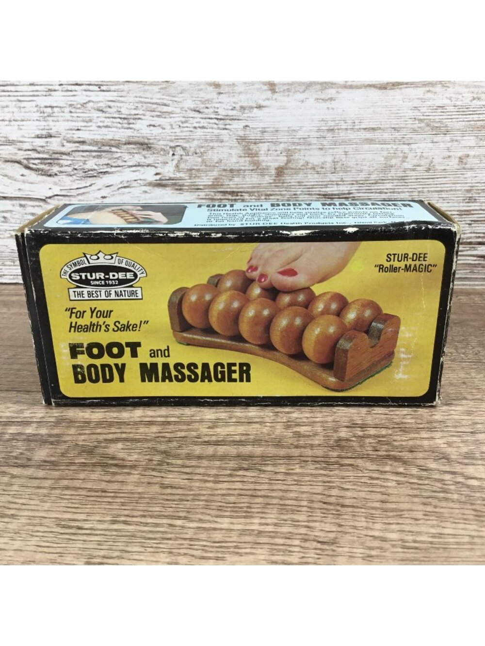 Vintage Stur-Dee Wooden Foot & Body Massager Roller-Magic Circulation Vitalizer